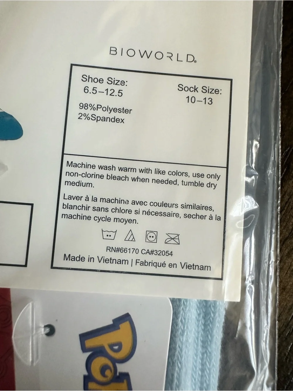 NWT Bioworld Pokemon Light Blue Crew Socks - Sock Size 10-13